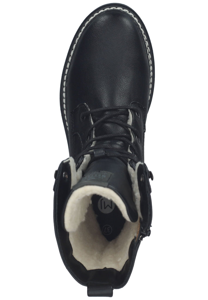 Mustang Stiefelette Lederimitat Schwarz Warmfutter