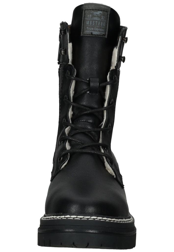 Mustang Stiefelette Lederimitat Schwarz Warmfutter