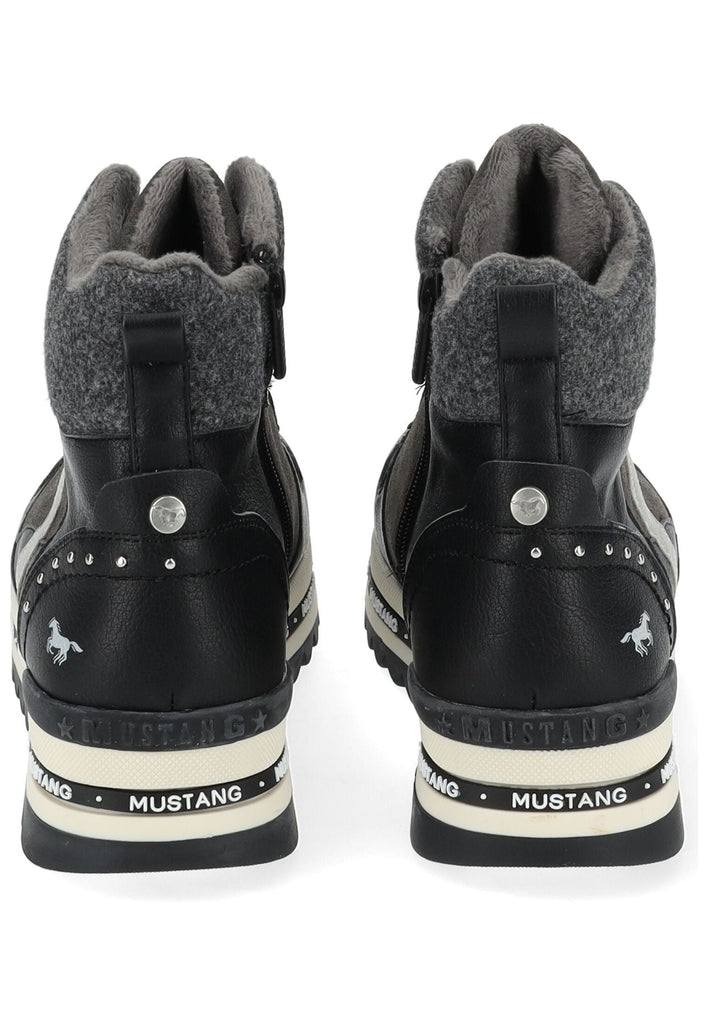 Mustang Stiefelette Lederimitat Schwarz Warmfutter