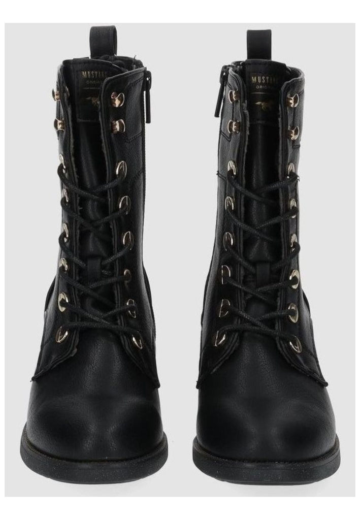Mustang Stiefelette Lederimitat Schwarz Warmfutter