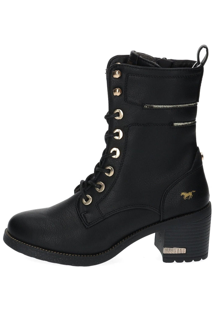 Mustang Stiefelette Lederimitat Schwarz Warmfutter