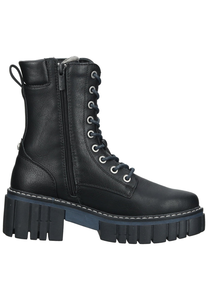 Mustang Stiefelette Lederimitat Schwarz Warmfutter