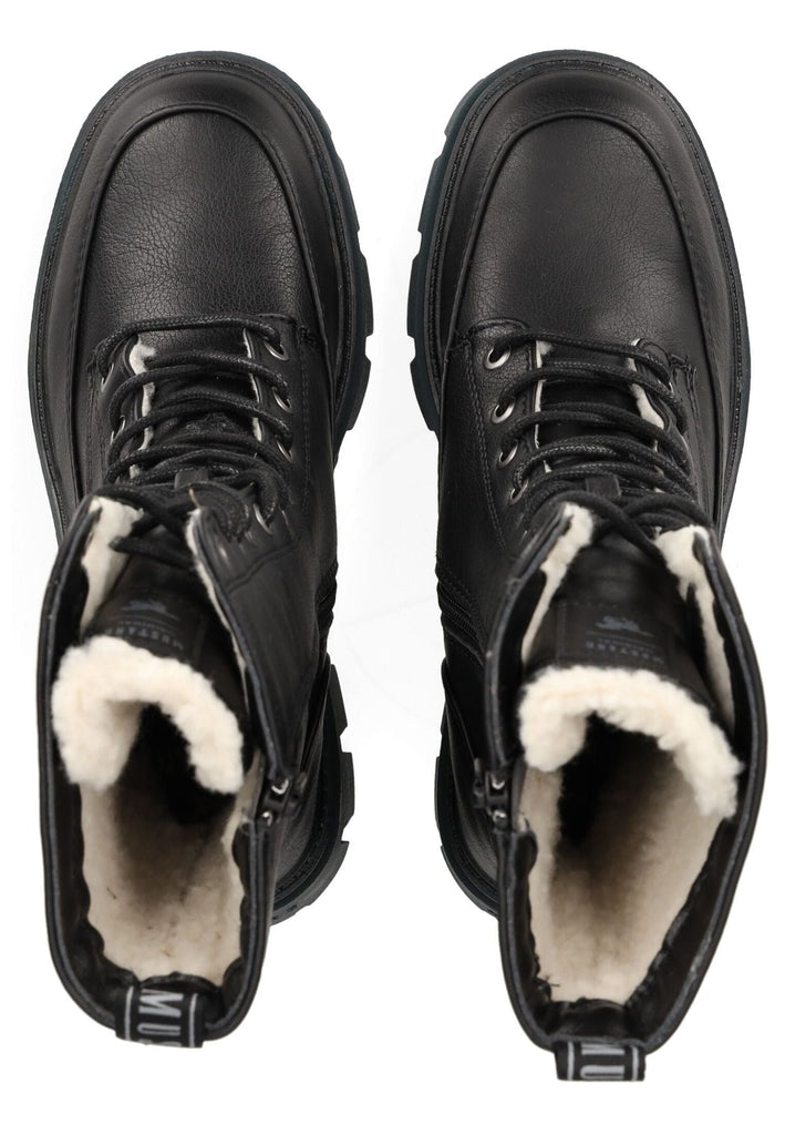 Mustang Stiefelette Lederimitat Schwarz Warmfutter