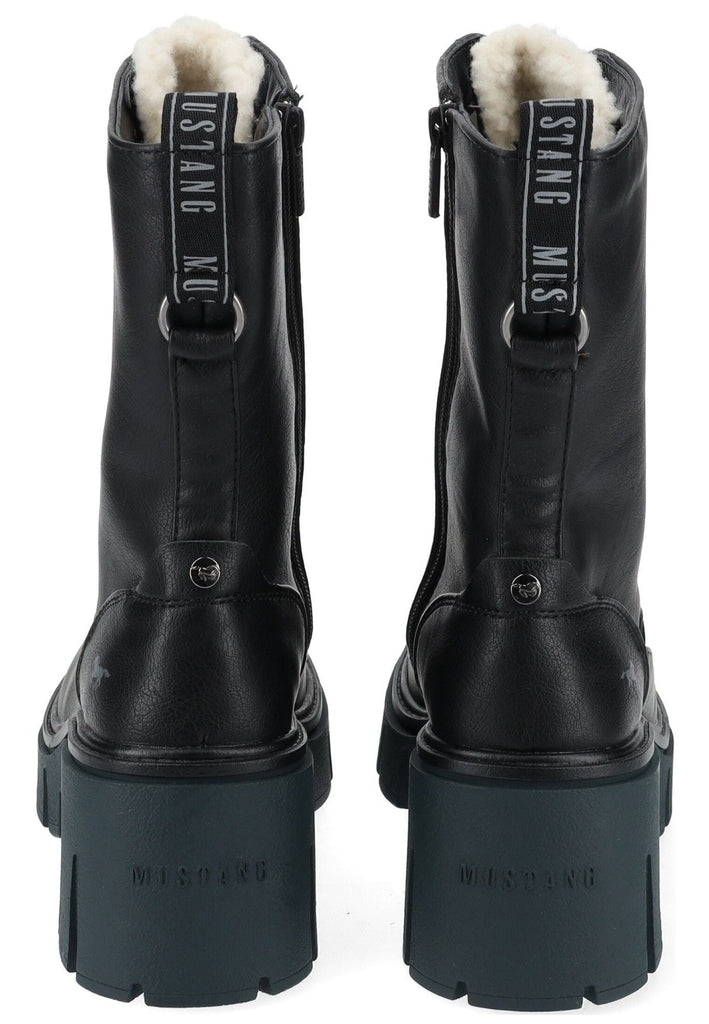 Mustang Stiefelette Lederimitat Schwarz Warmfutter