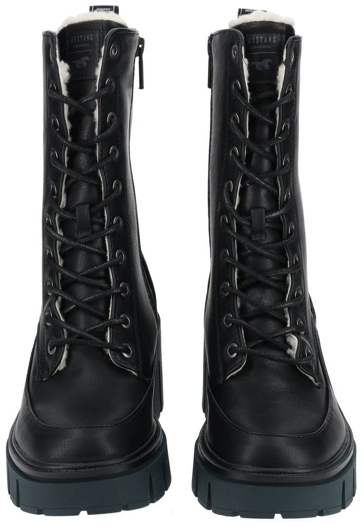 Mustang Stiefelette Lederimitat Schwarz Warmfutter