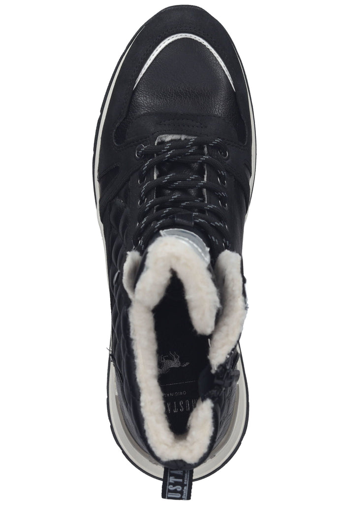 Mustang Stiefelette Lederimitat Schwarz Warmfutter