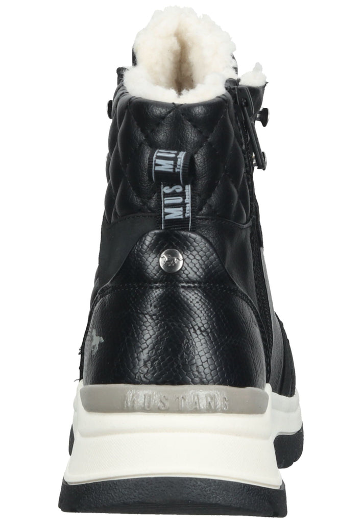 Mustang Stiefelette Lederimitat Schwarz Warmfutter