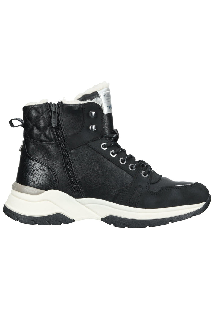 Mustang Stiefelette Lederimitat Schwarz Warmfutter