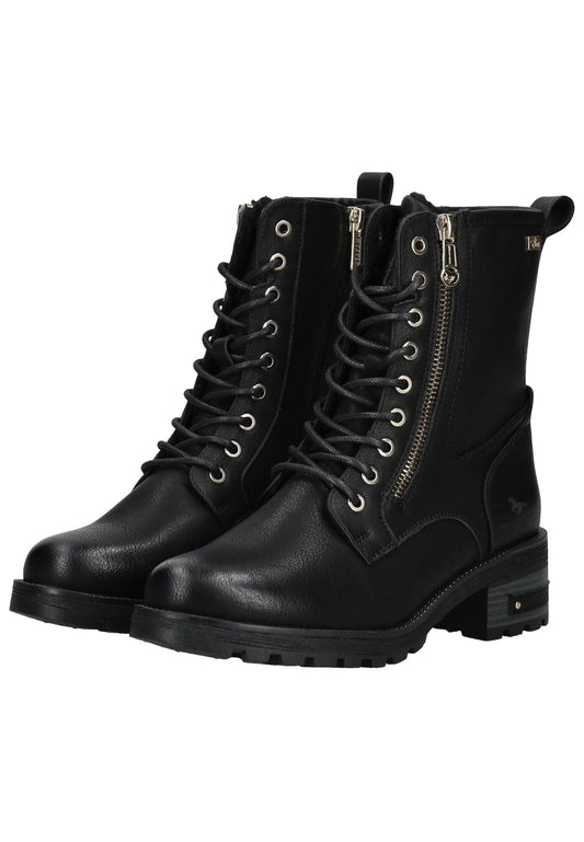 Mustang Stiefelette Lederimitat Schwarz Warmfutter