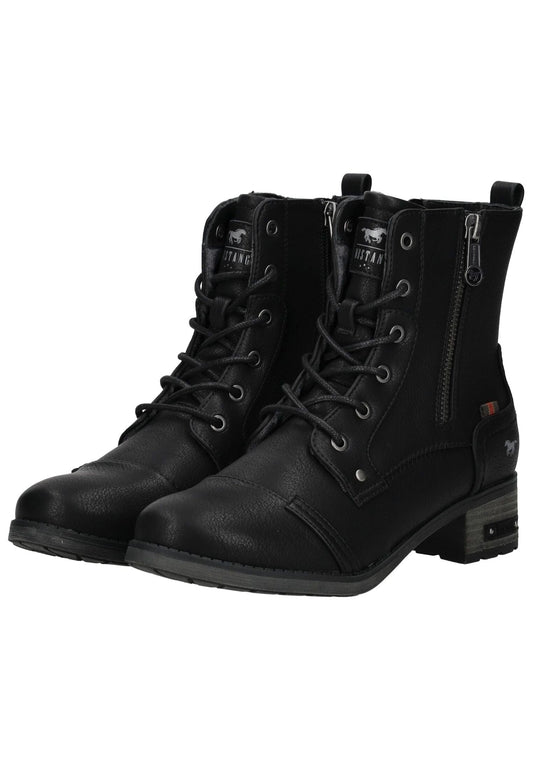 Mustang Stiefelette Lederimitat Schwarz Warmfutter