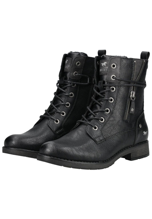 Mustang Stiefelette Lederimitat Schwarz Warmfutter