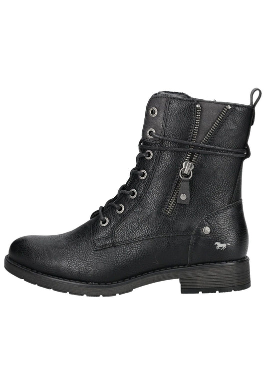 Mustang Stiefelette Lederimitat Schwarz Warmfutter
