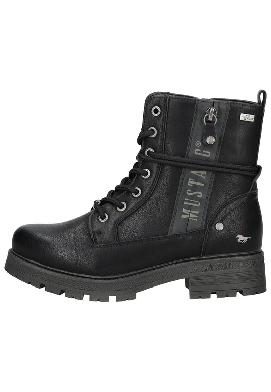 Mustang Stiefelette Lederimitat Schwarz Warmfutter
