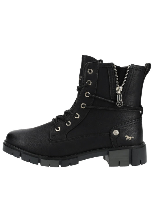 Mustang Stiefelette Lederimitat Schwarz Warmfutter