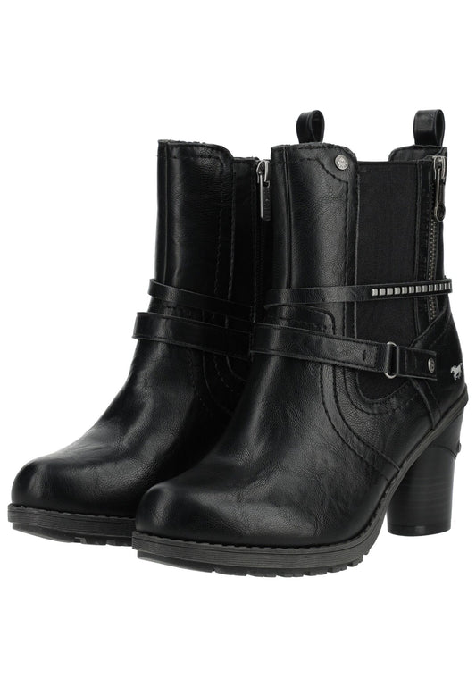 Mustang Stiefelette Lederimitat Schwarz Warmfutter