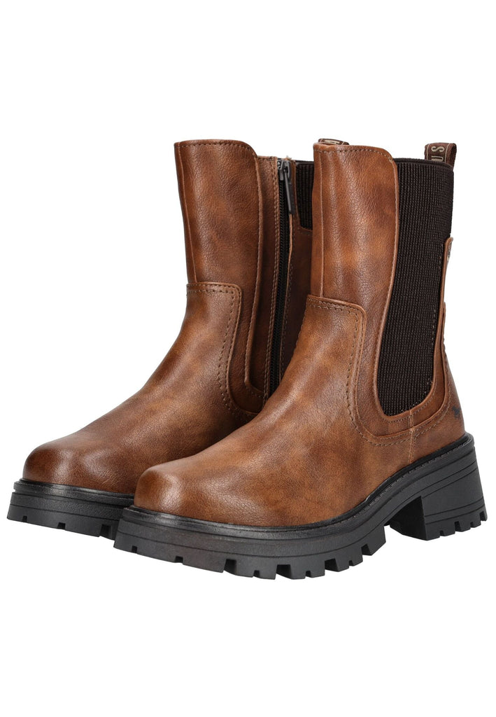 Mustang Stiefelette Lederimitat/Textil Cognac Warmfutter