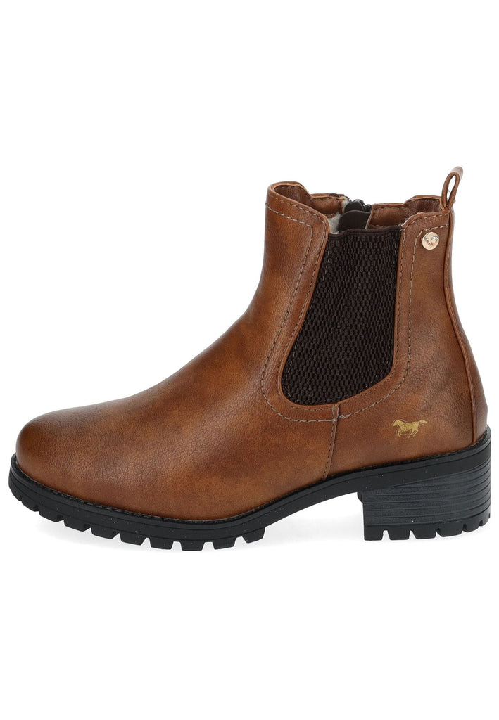 Mustang Stiefelette Lederimitat/Textil Cognac Warmfutter