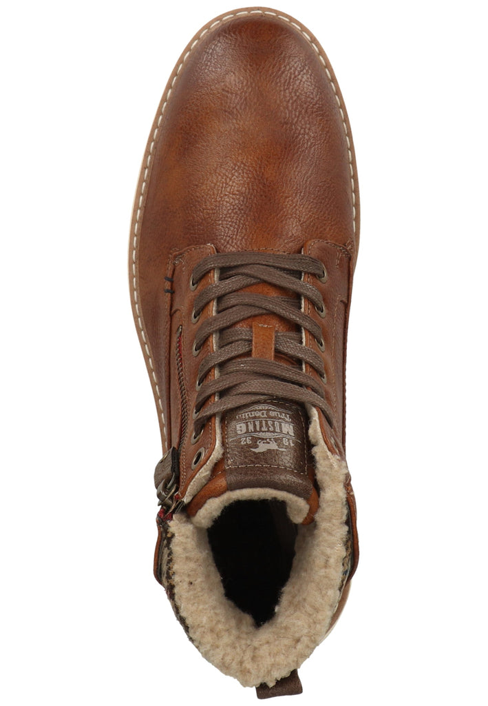 Mustang Stiefelette Lederimitat/Textil Cognac Warmfutter