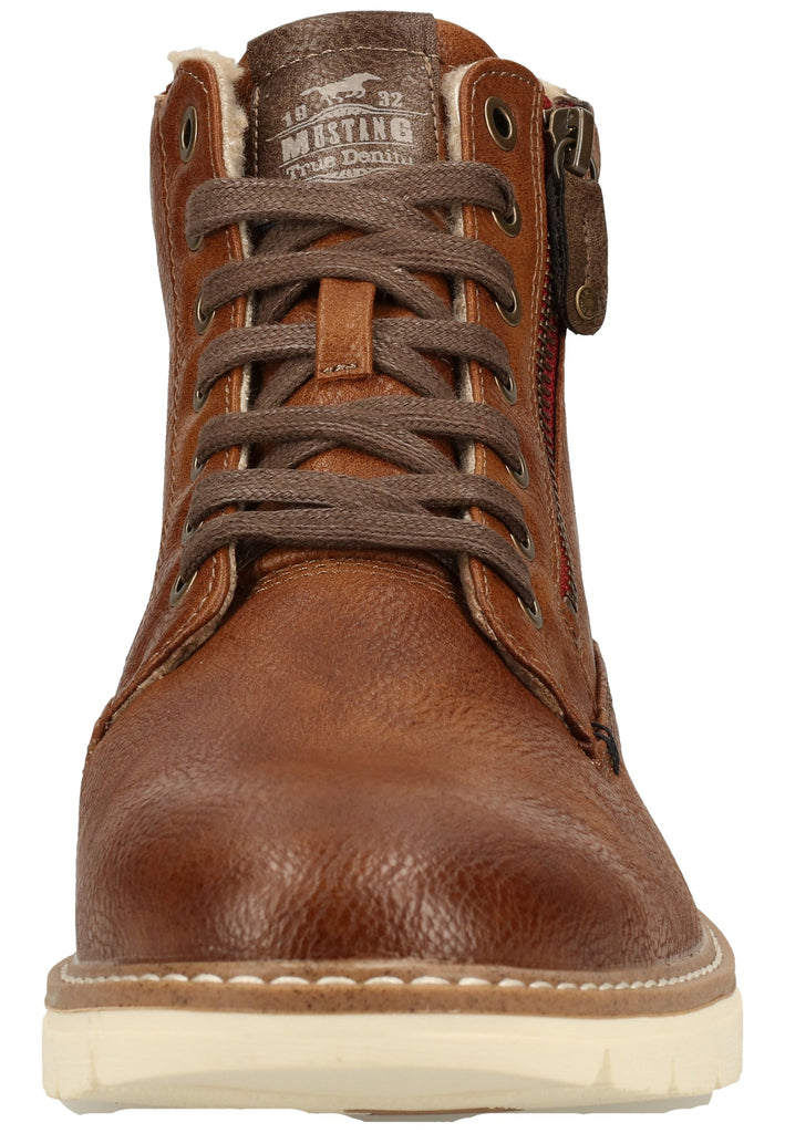 Mustang Stiefelette Lederimitat/Textil Cognac Warmfutter