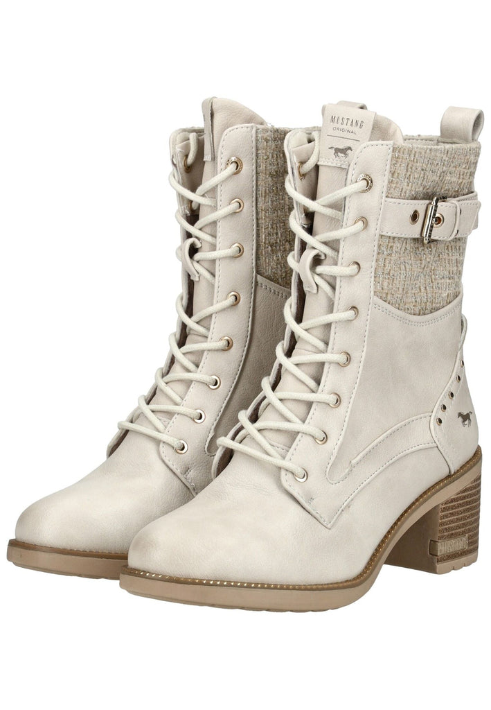 Mustang Stiefelette Lederimitat/Textil Ivory Warmfutter