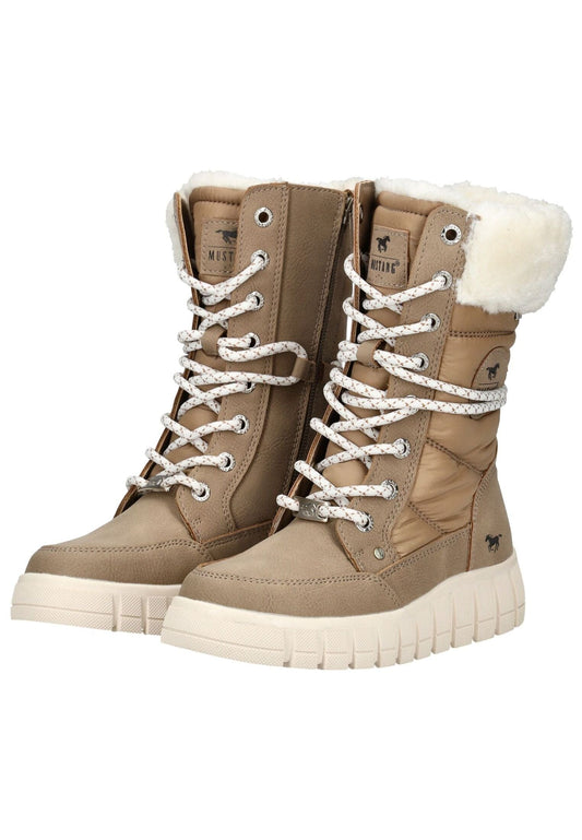 Mustang Stiefelette Lederimitat/Textil Sand Warmfutter