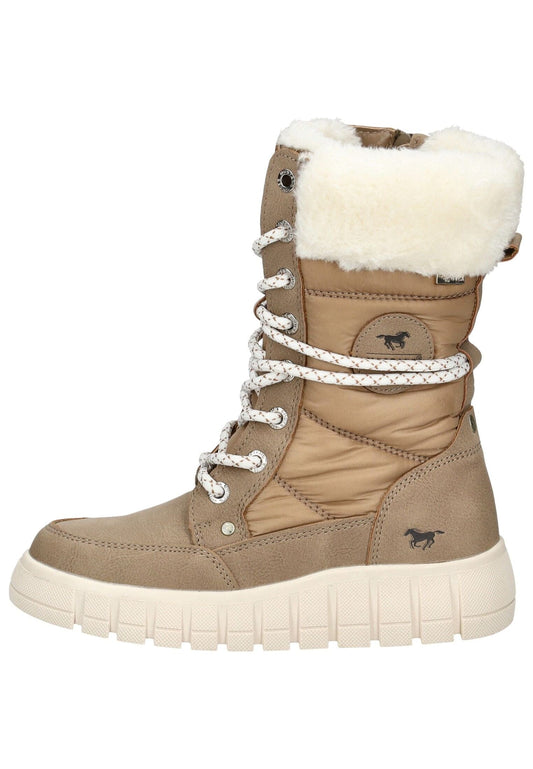 Mustang Stiefelette Lederimitat/Textil Sand Warmfutter