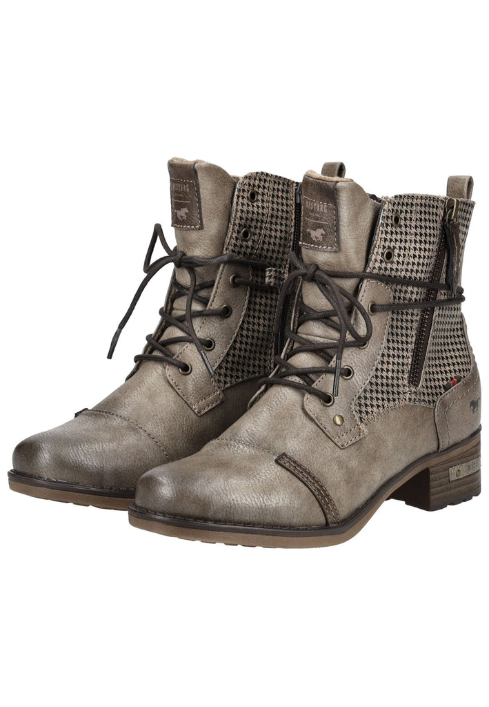 Mustang Stiefelette Lederimitat/Textil Taupe Warmfutter