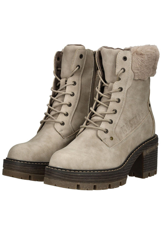 Mustang Stiefelette Lederimitat/Textil Taupe Warmfutter
