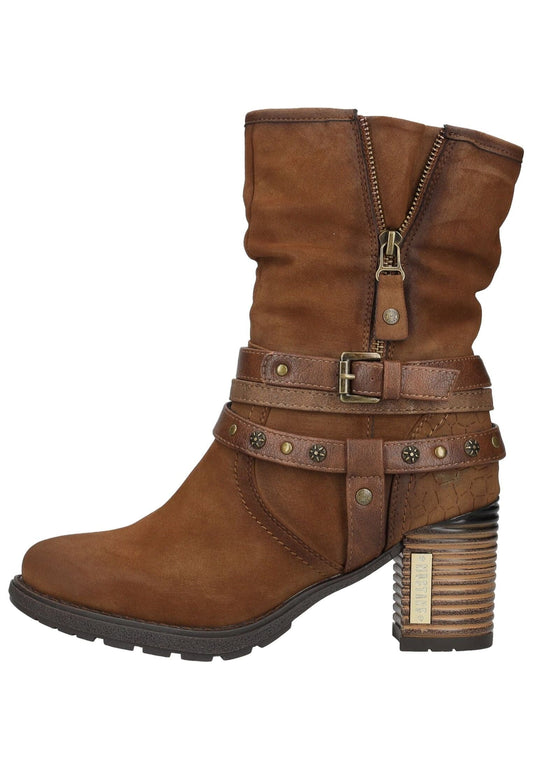 Mustang Stiefelette Lederimitat Whisky Warmfutter