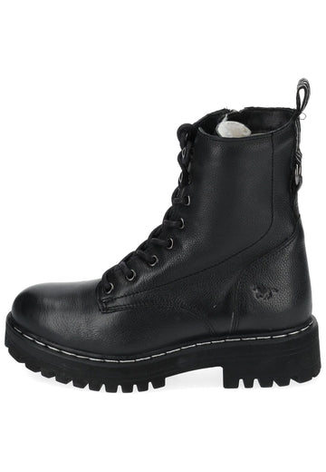 Stiefeletten Mustang Stiefelette Leder Schwarz Warmfutter