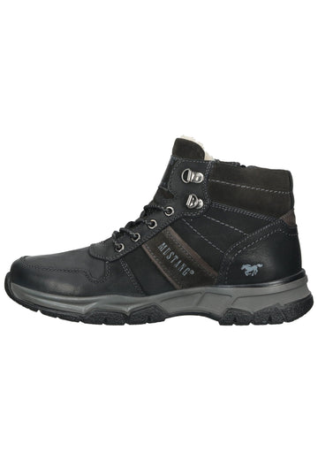 Stiefeletten Mustang Stiefelette Leder Schwarz Warmfutter