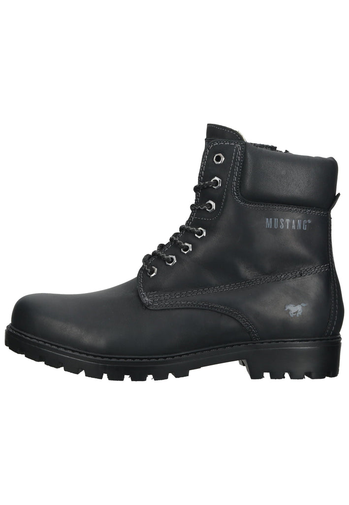 Stiefeletten Mustang Stiefelette Leder Schwarz Warmfutter