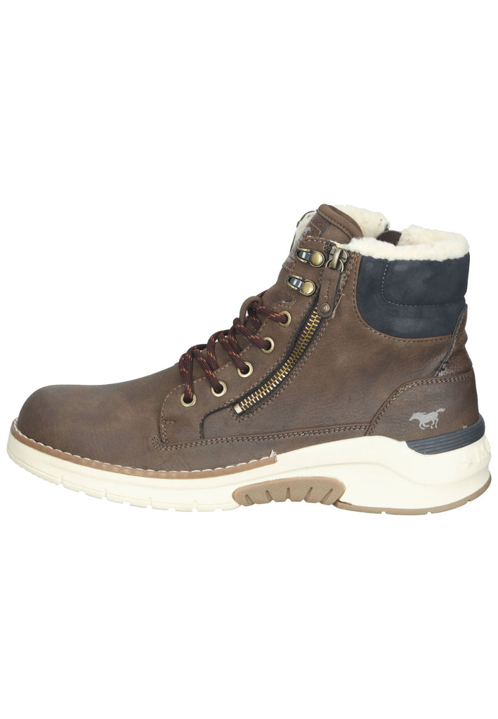 Stiefeletten Mustang Stiefelette Lederimitat Braun Warmfutter