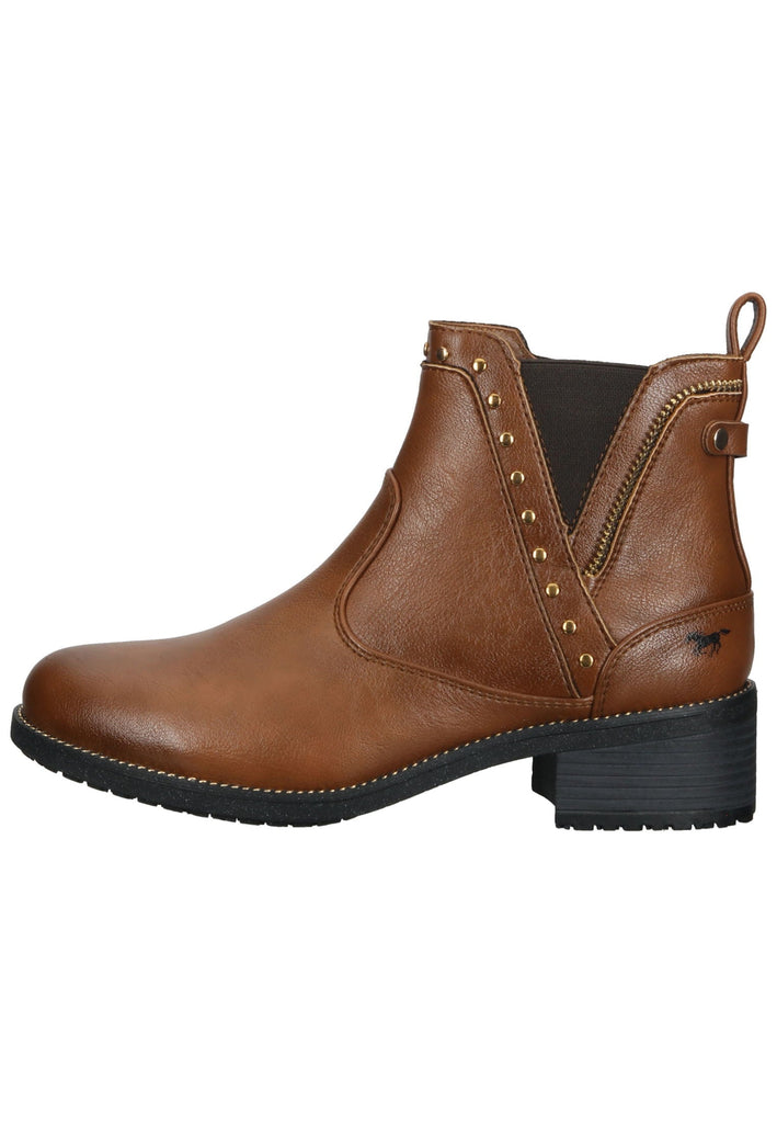 Stiefeletten Mustang Stiefelette Lederimitat Cognac