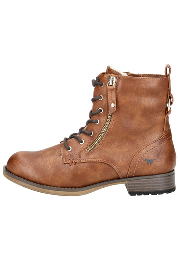 Stiefeletten Mustang Stiefelette Lederimitat Cognac Warmfutter