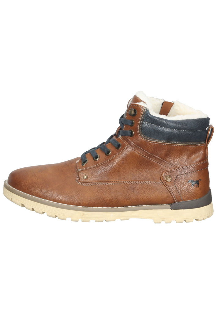 Stiefeletten Mustang Stiefelette Lederimitat Cognac Warmfutter