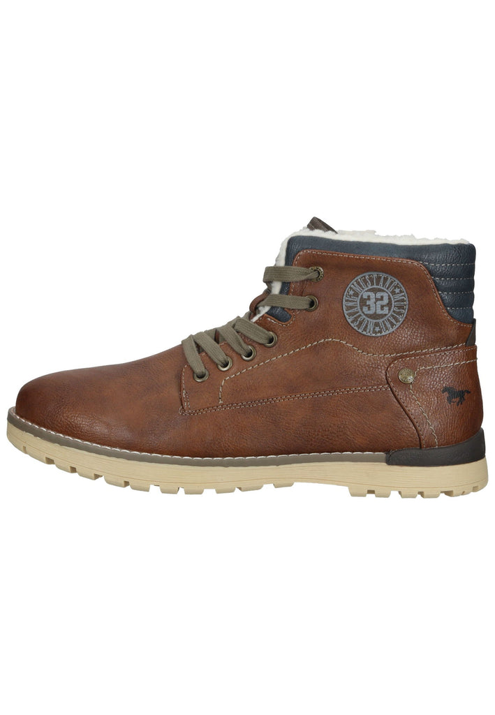Stiefeletten Mustang Stiefelette Lederimitat Cognac Warmfutter