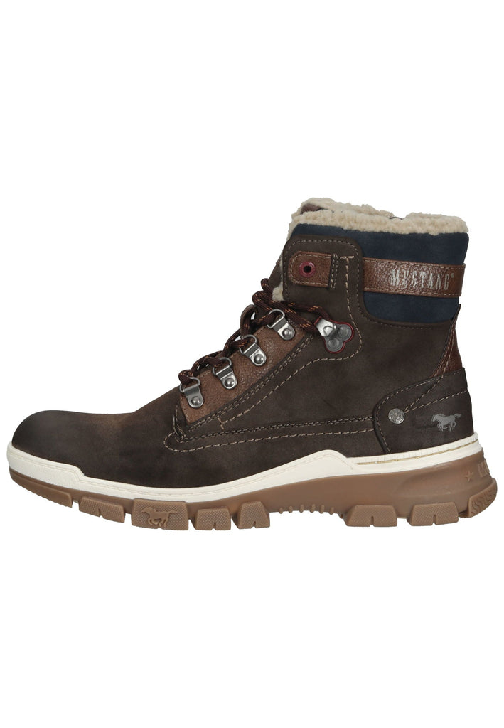 Stiefeletten Mustang Stiefelette Lederimitat Dunkelbraun Warmfutter