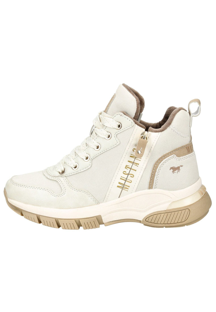 Stiefeletten Mustang Stiefelette Lederimitat Ivory Warmfutter