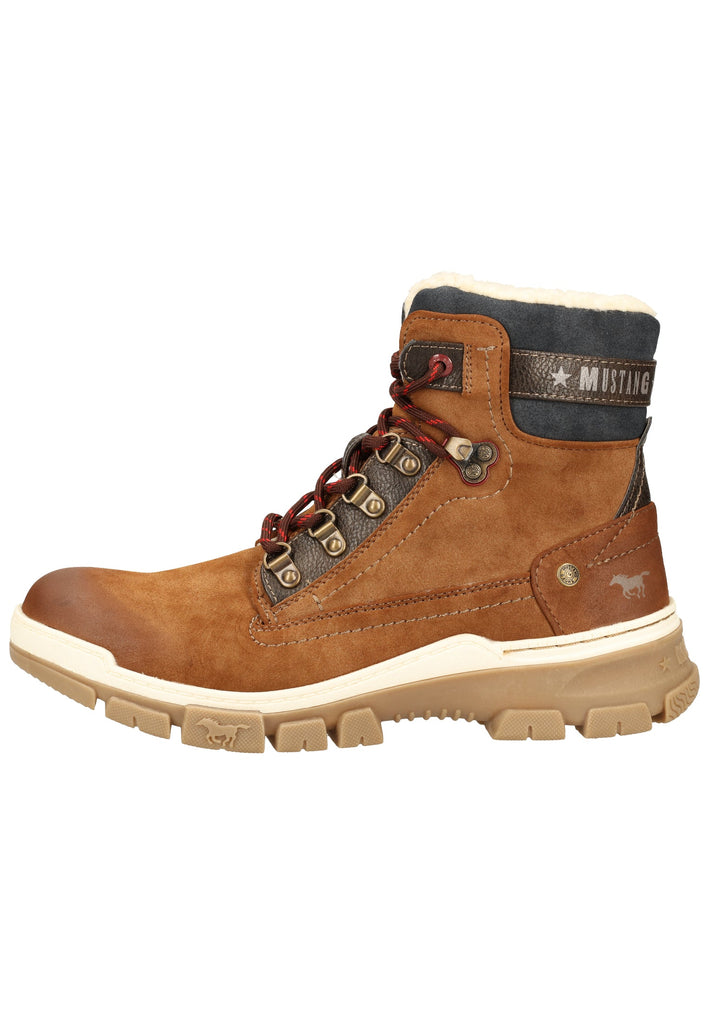 Stiefeletten Mustang Stiefelette Lederimitat Kastanie Warmfutter