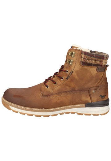 Stiefeletten Mustang Stiefelette Lederimitat Mittelbraun Warmfutter