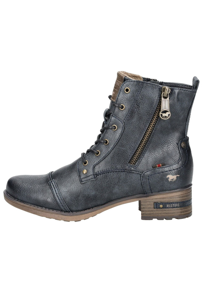 Stiefeletten Mustang Stiefelette Lederimitat Navy Warmfutter