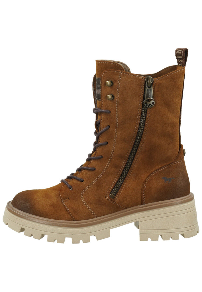 Stiefeletten Mustang Stiefelette Lederimitat Nussbraun Warmfutter