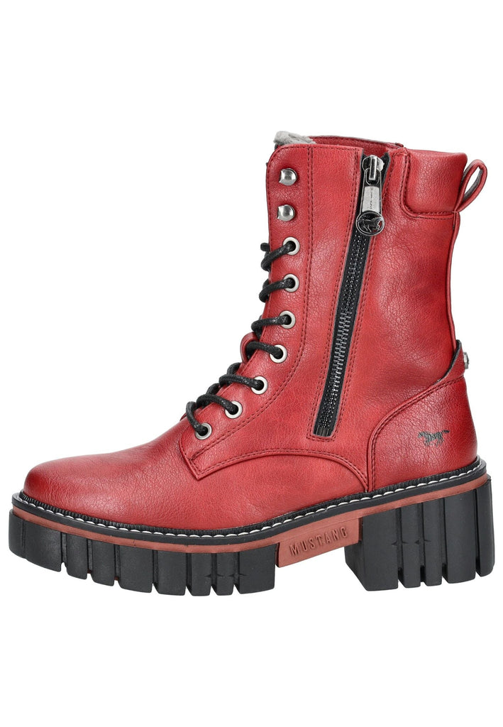 Stiefeletten Mustang Stiefelette Lederimitat Rot Warmfutter