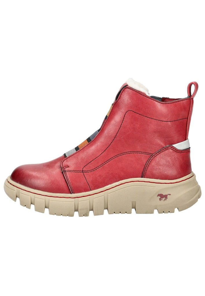 Stiefeletten Mustang Stiefelette Lederimitat Rot Warmfutter