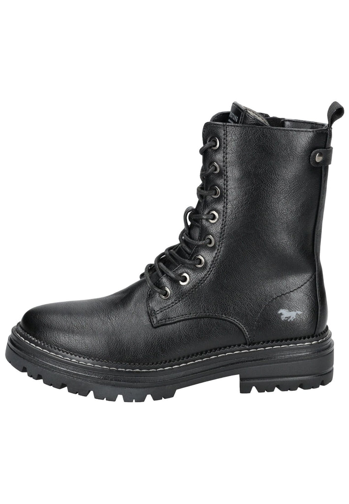 Stiefeletten Mustang Stiefelette Lederimitat Schwarz Warmfutter