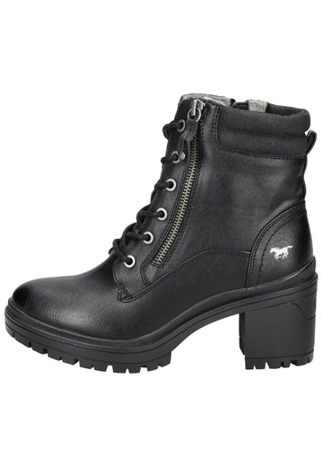 Stiefeletten Mustang Stiefelette Lederimitat Schwarz Warmfutter