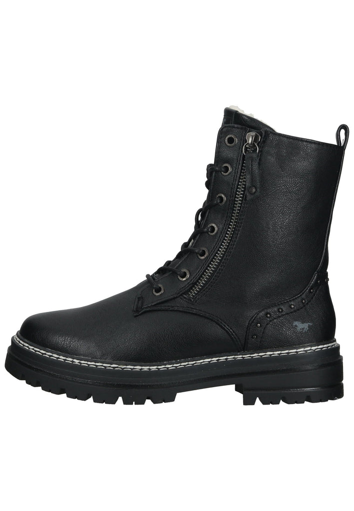 Stiefeletten Mustang Stiefelette Lederimitat Schwarz Warmfutter