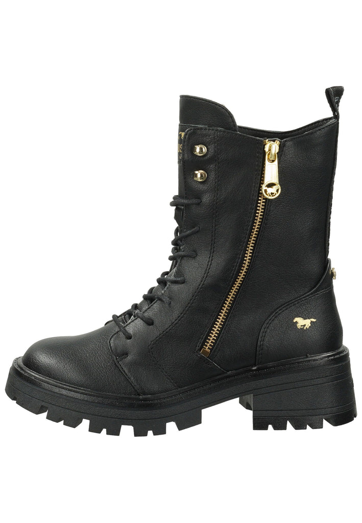Stiefeletten Mustang Stiefelette Lederimitat Schwarz Warmfutter