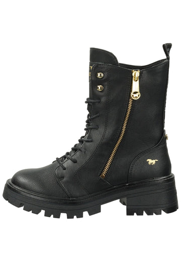 Stiefeletten Mustang Stiefelette Lederimitat Schwarz Warmfutter